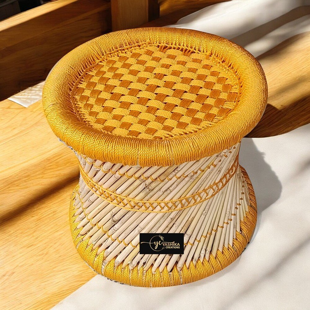 Bamboo  stool   orange colour